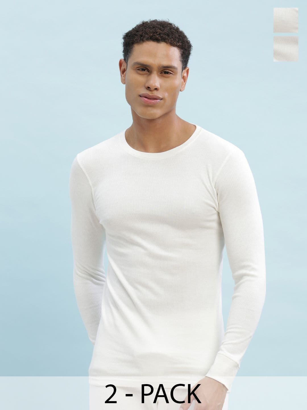 Force NXT Pack Of 2 Ribbed Cotton Thermal Tops - view 1
