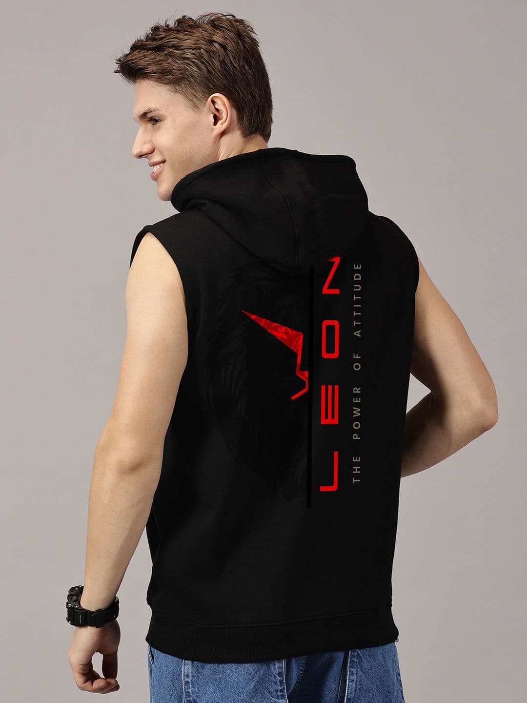 LEON Men Printed Hooded Sleeveless Sweatshirt - view 1
