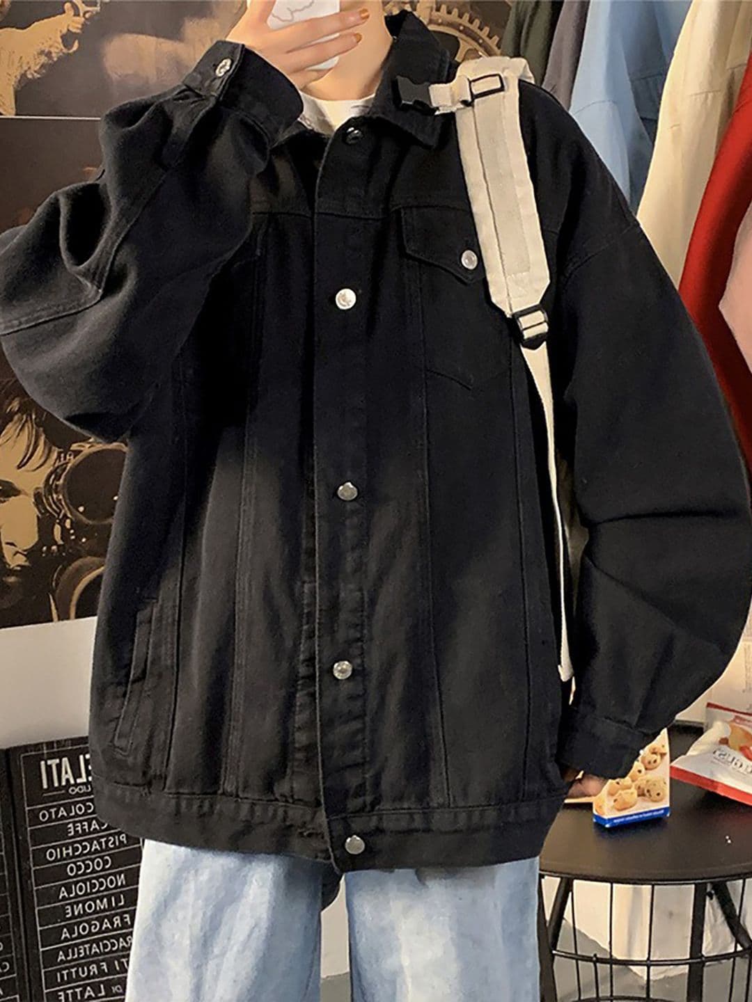 StyleCast Men Black Solid Denim Jacket - view 1