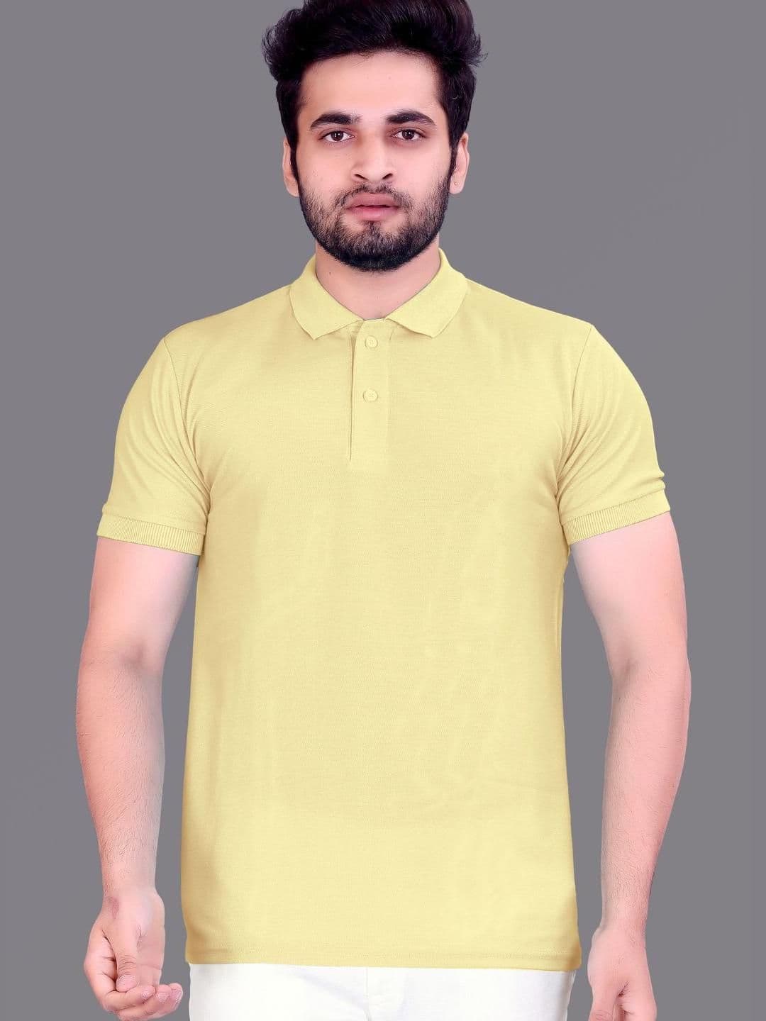 Moda Rapido Men Yellow Solid Polo Collar T-shirt - view 1
