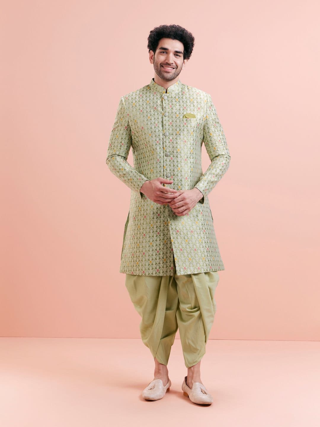 KISAH Woven Design Indowestern Sherwani Set - view 1