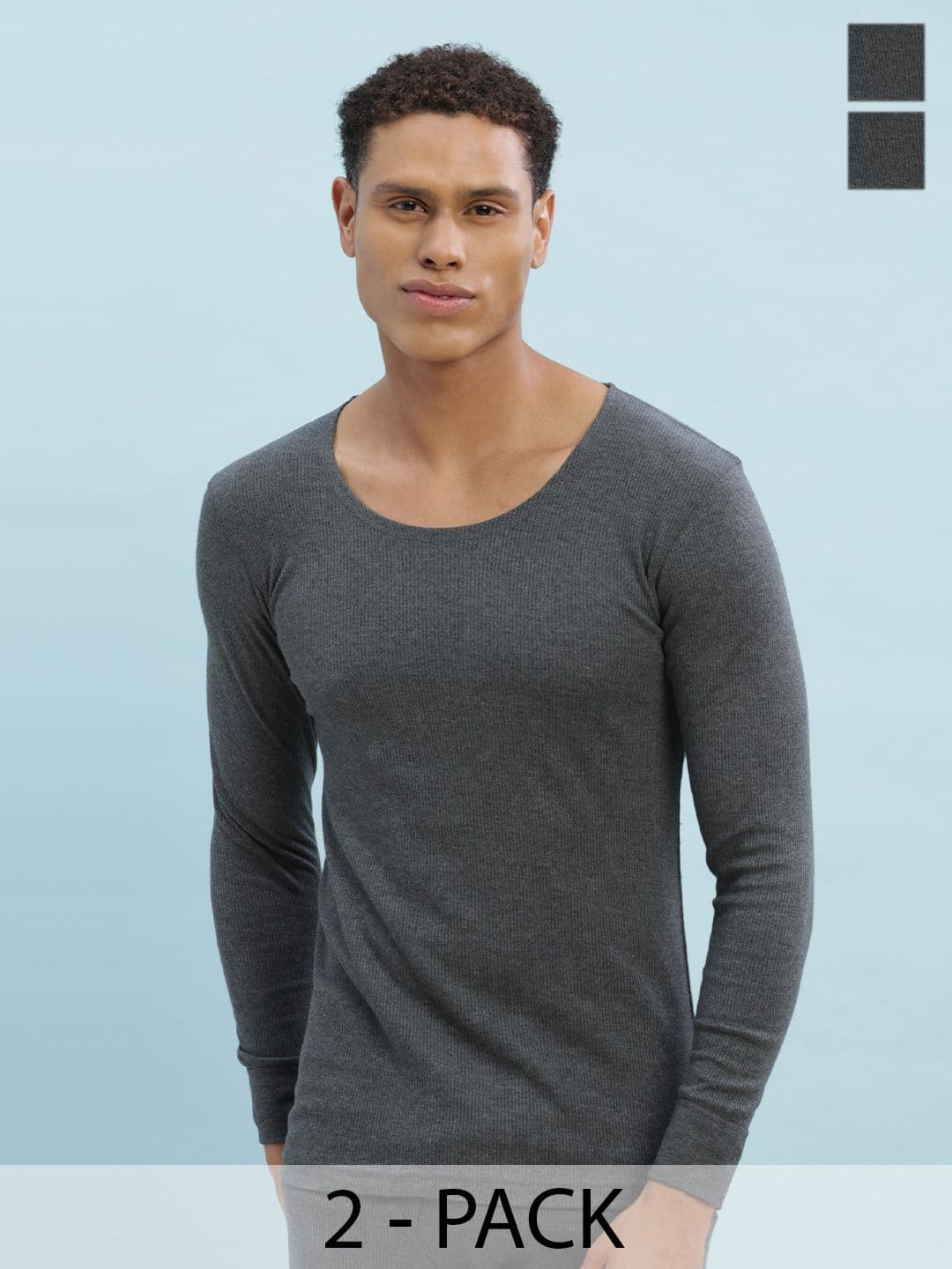 Force NXT Pack Of 2 Ribbed Cotton Thermal Tops - view 1