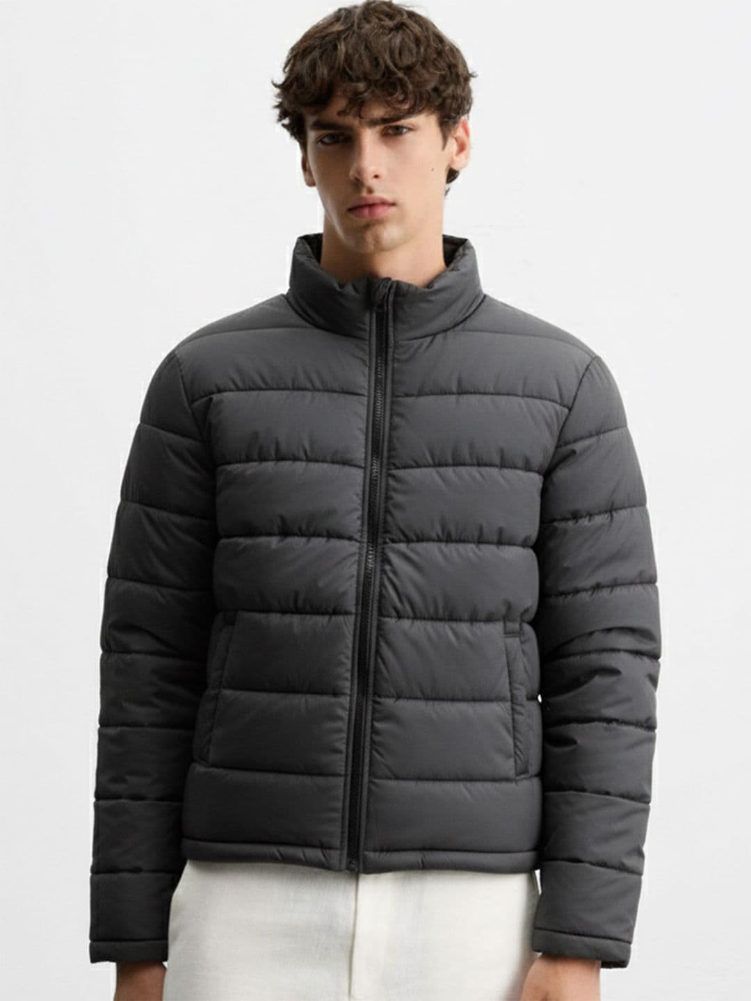 HIGHLANDER Men Black Solid Padded Jacket - view 1