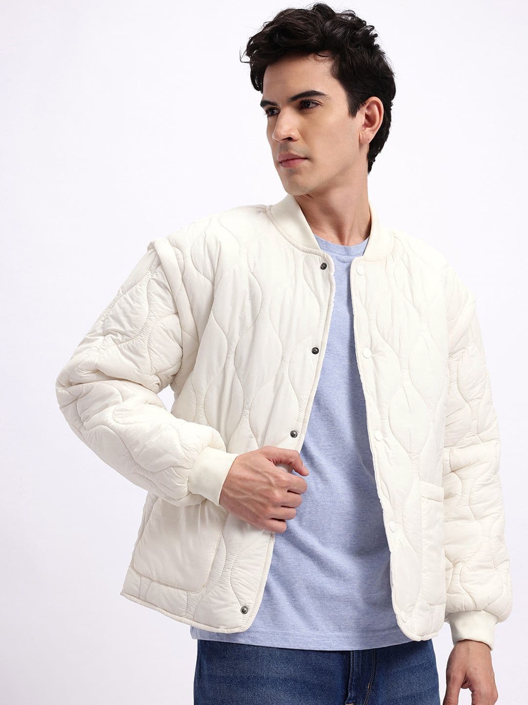 glitchez Stand Collar Bomber Jacket - view 1