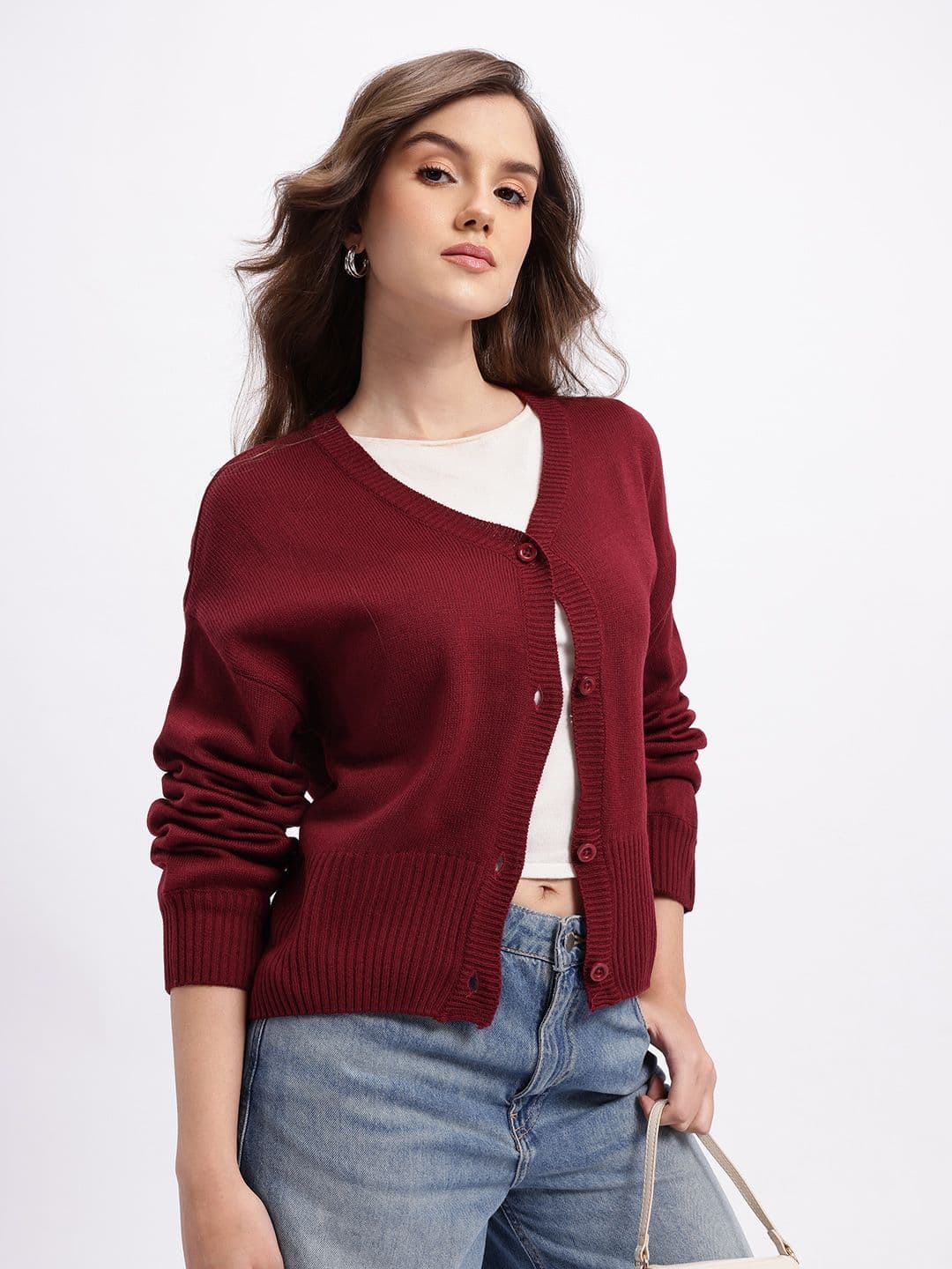 glitchez Acrylic Drop-Shoulder Cardigan - view 1