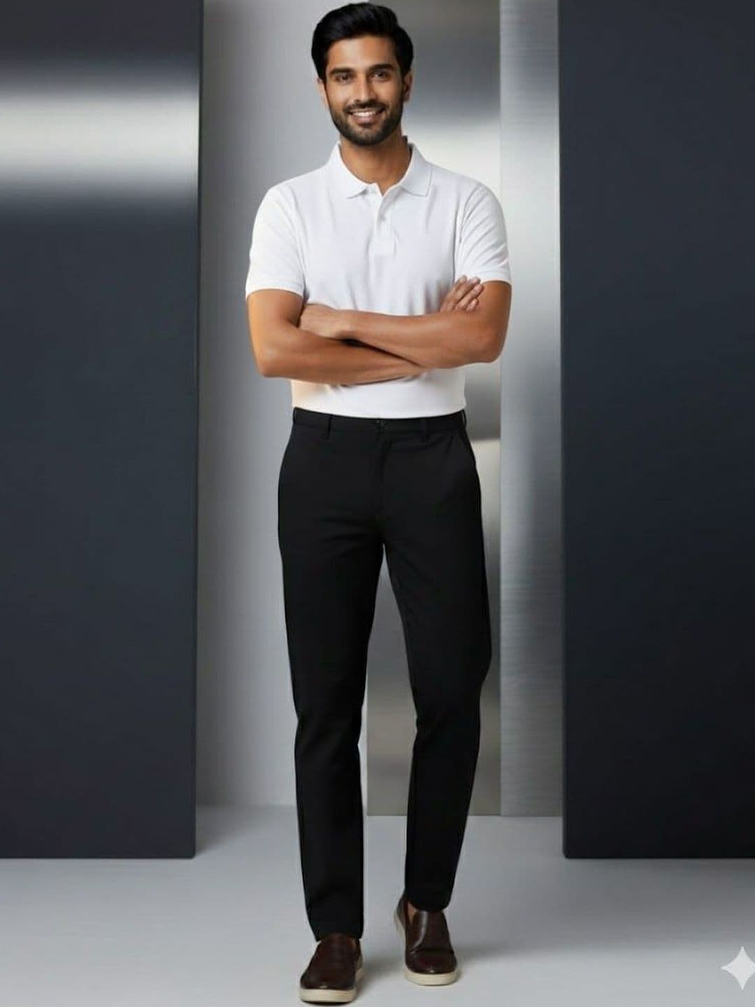 R.Code by The Roadster Life Co. Men Tailored Slim Fit Wrinkle Free Trousers - view 1