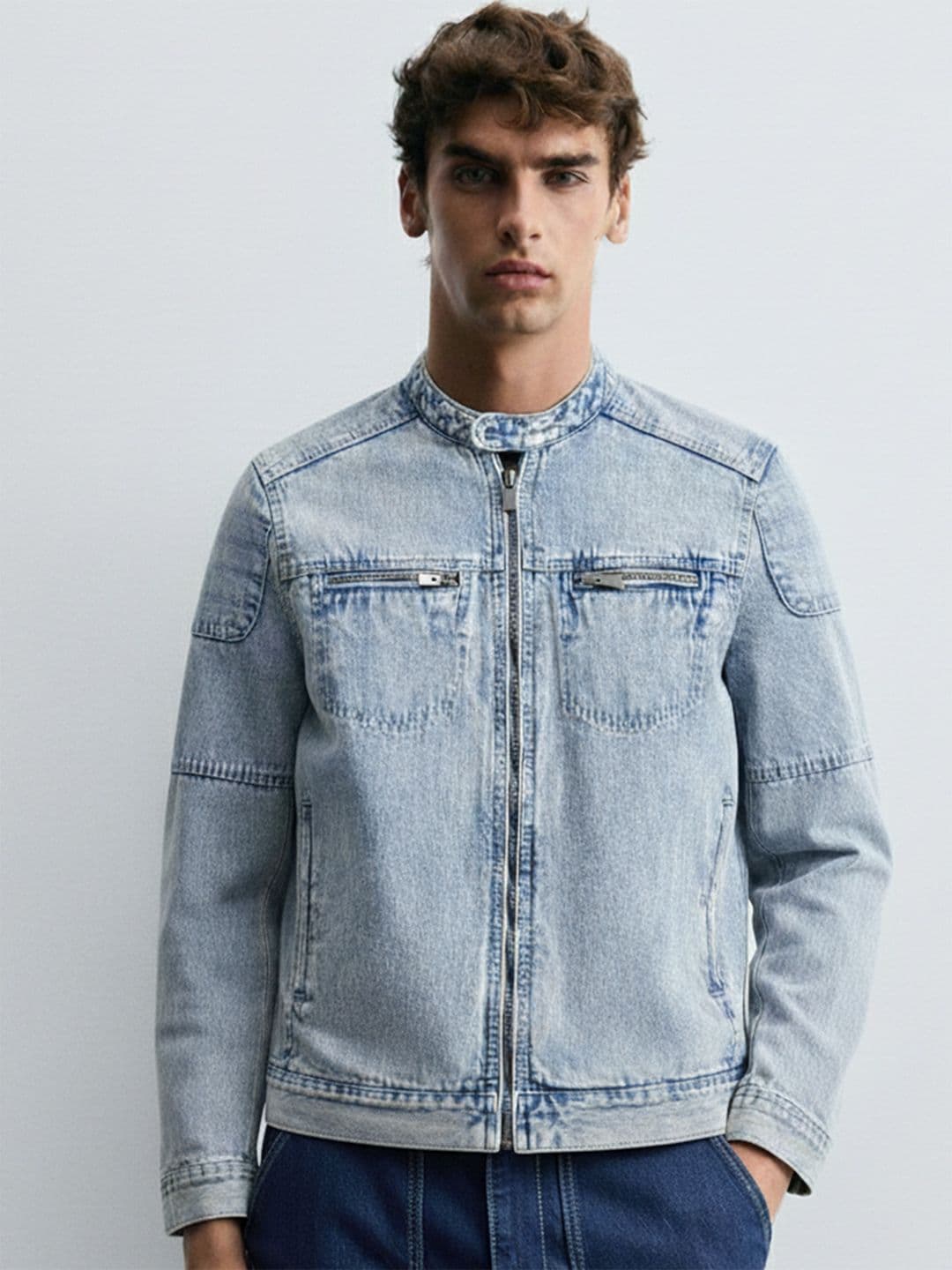 HIGHLANDER Men Blue Solid Denim Jacket - view 1