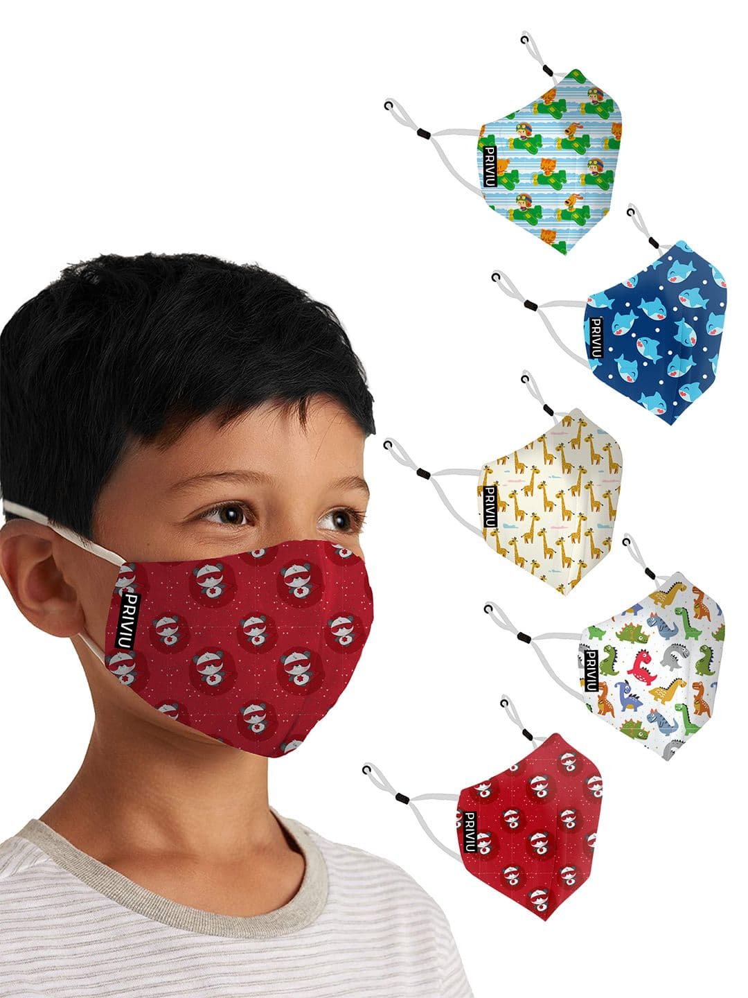 PRIVIU Kids Pack of 5 Printed 4-Ply Reusable N95/KN5 Mask - view 1