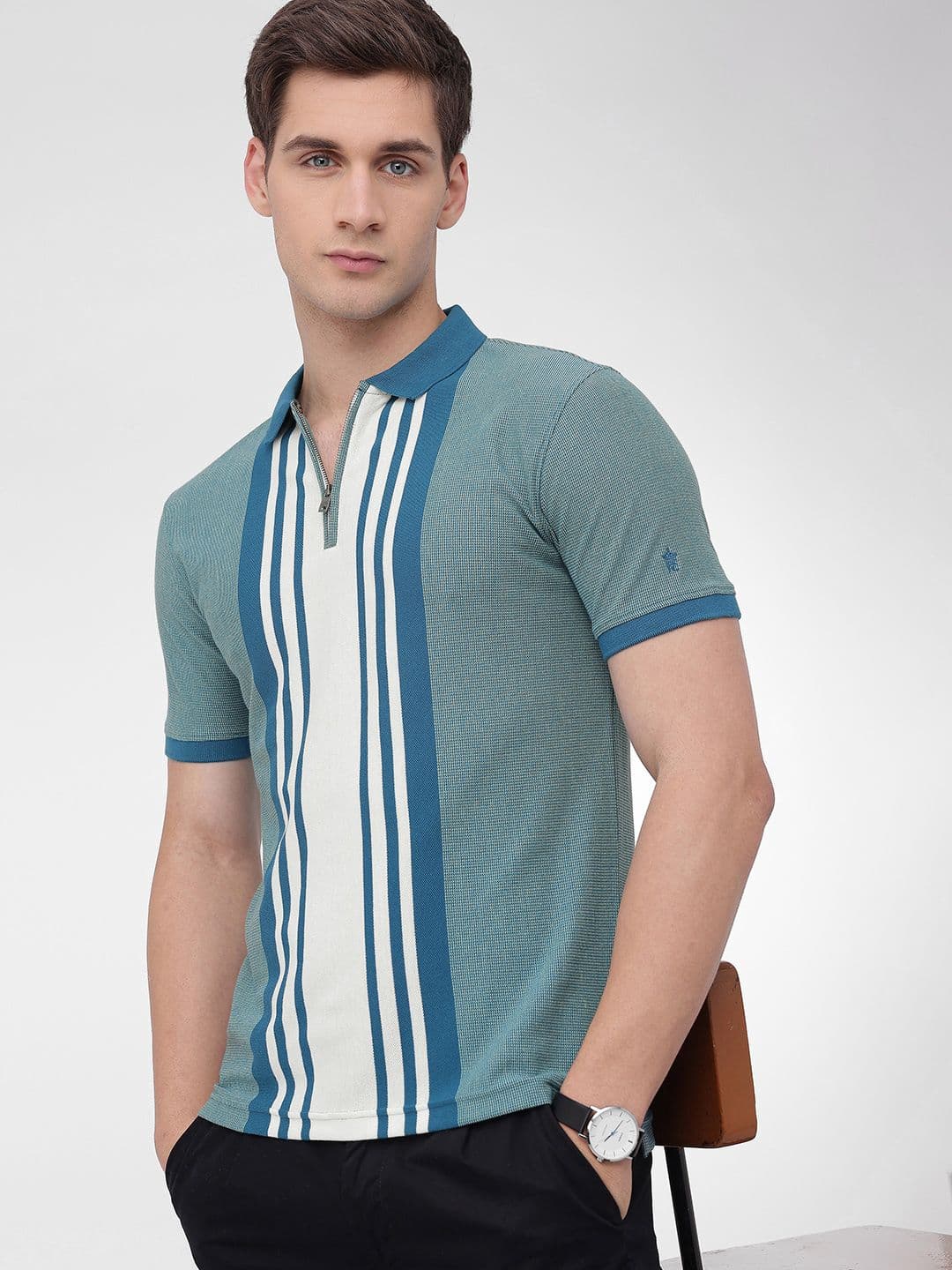 French Connection Striped Polo Collar T-shirt - view 1
