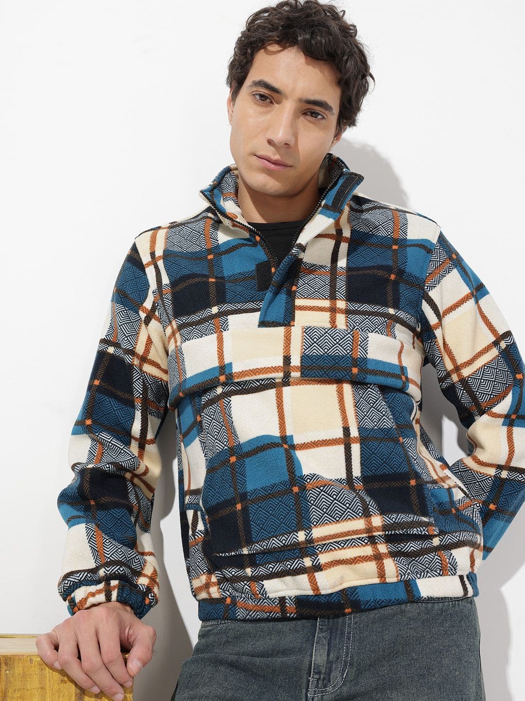 The Roadster Life Co. Geometric Printed Mock Collar Tailored Jacket - view 1