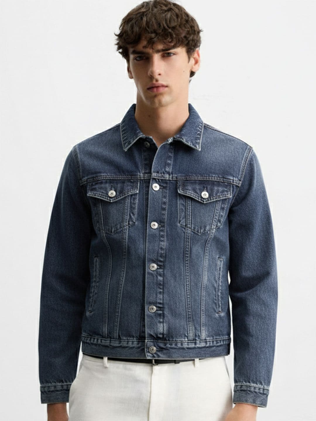 HIGHLANDER Men Blue Washed Denim Jacket - view 1