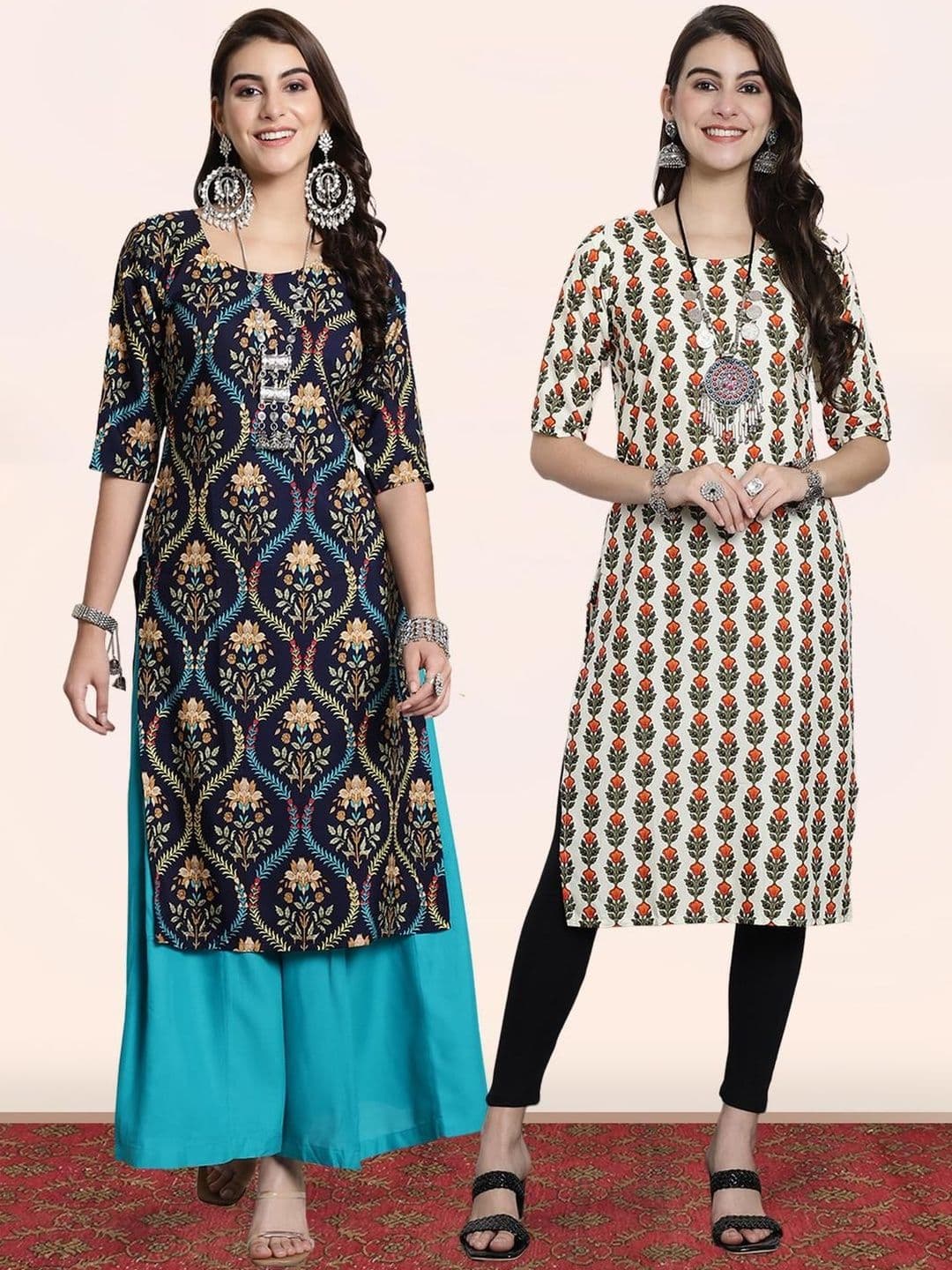 popmantra Women Ethnic Motifs Printed Crepe Kurta - view 1