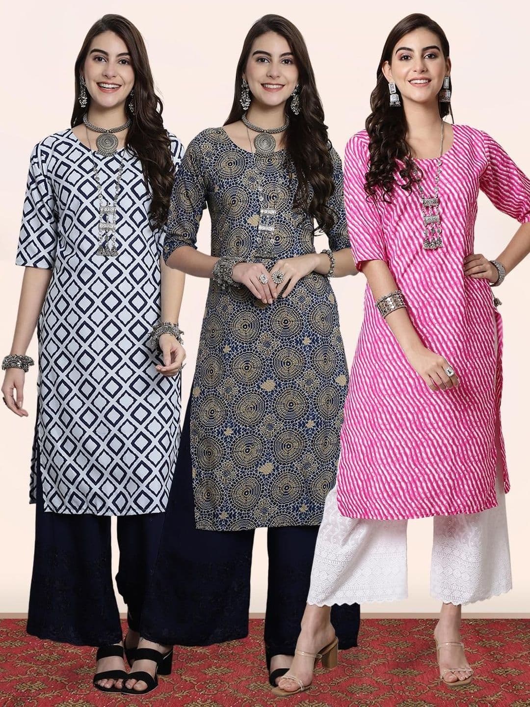 popmantra Women Ethnic Motifs Printed Crepe Kurta - view 1