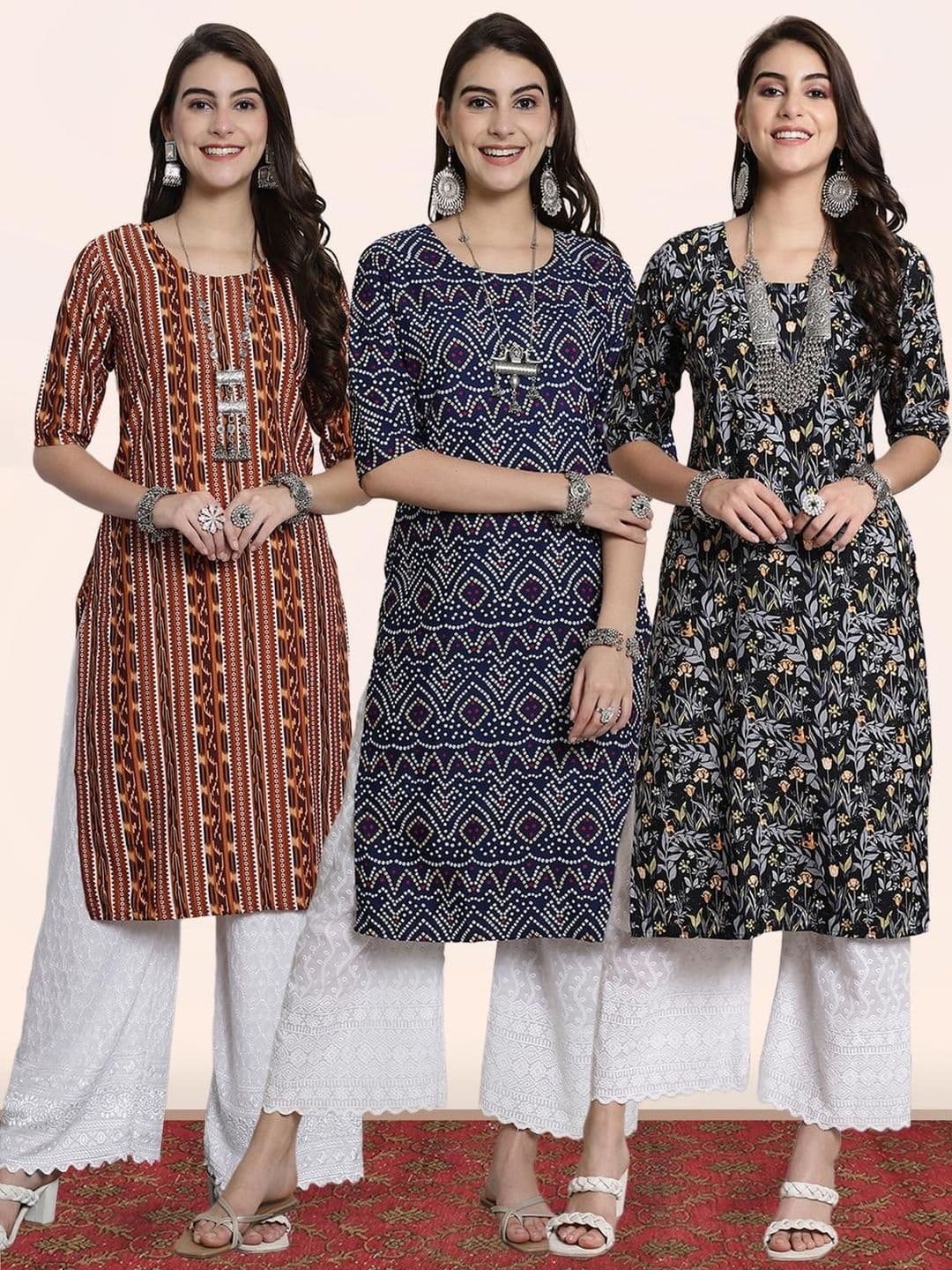 popmantra Women Ethnic Motifs Printed Crepe Kurta - view 1
