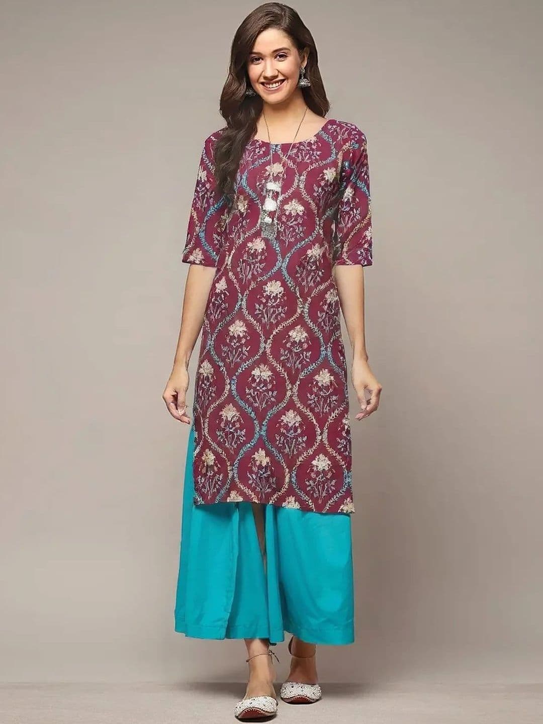 popmantra Women Ethnic Motifs Printed Crepe Kurta - view 1