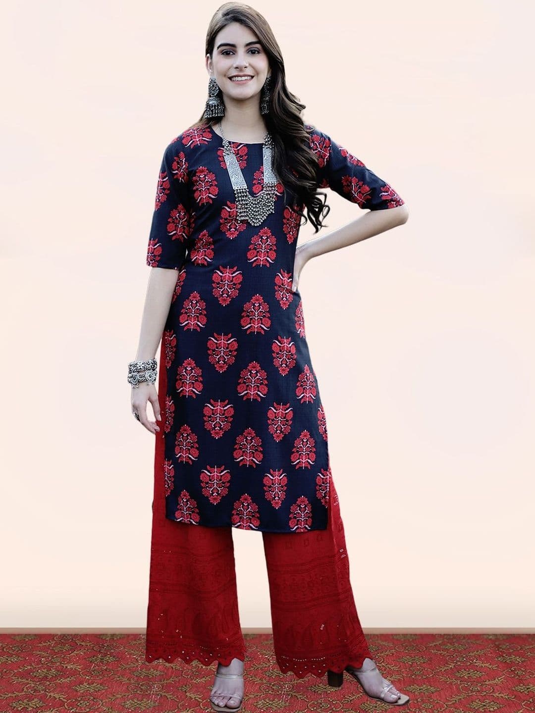 popmantra Women Ethnic Motifs Printed Crepe Kurta - view 1
