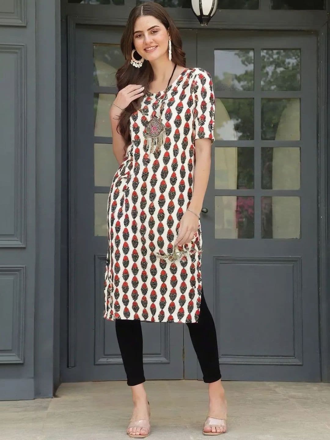 popmantra Women Ethnic Motifs Printed Crepe Kurta - view 1
