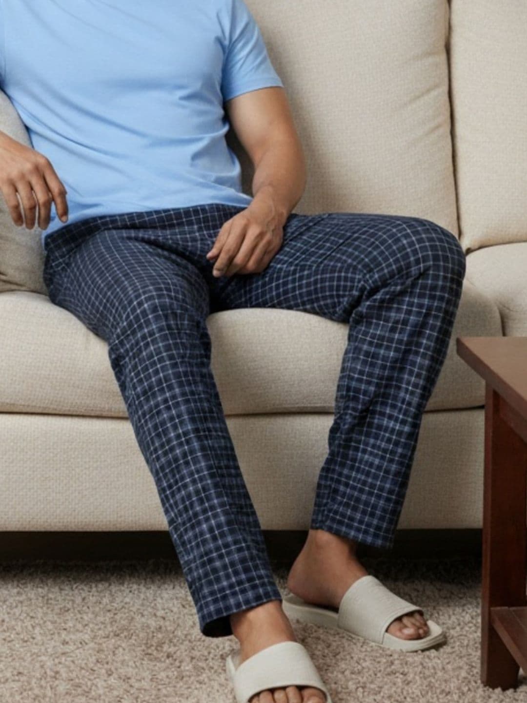 XYXX Men Mid-Rise Checked Pure Cotton Lounge Pants - view 1