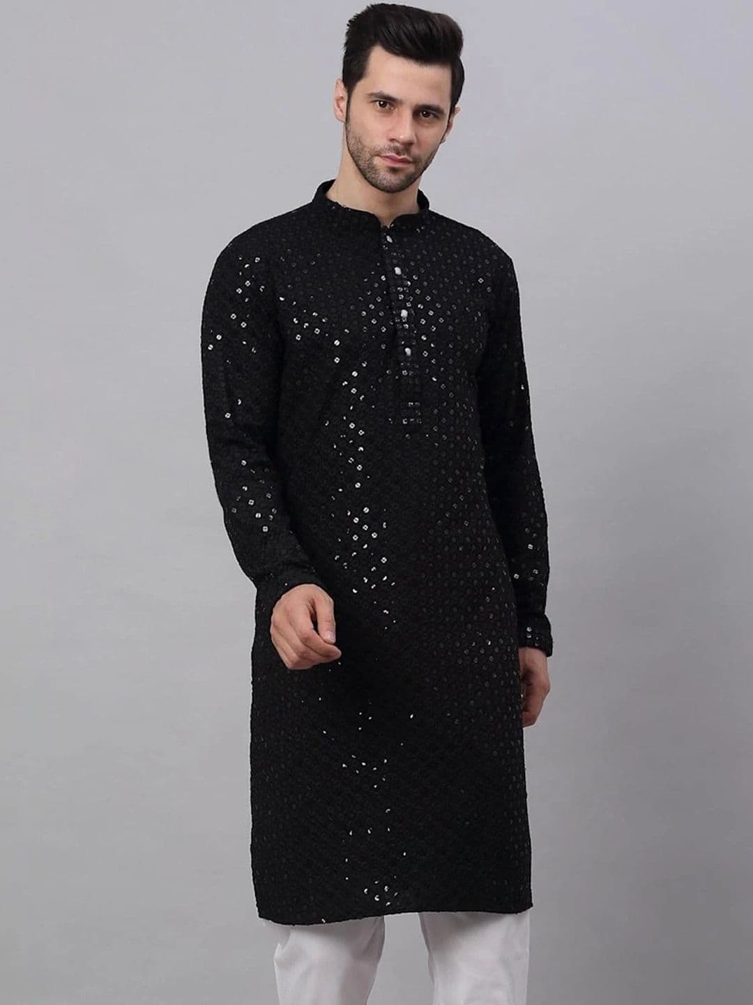 Parrth Enterprisess Men Embroidered Flared Sleeves Handloom Pathani Kurta - view 1