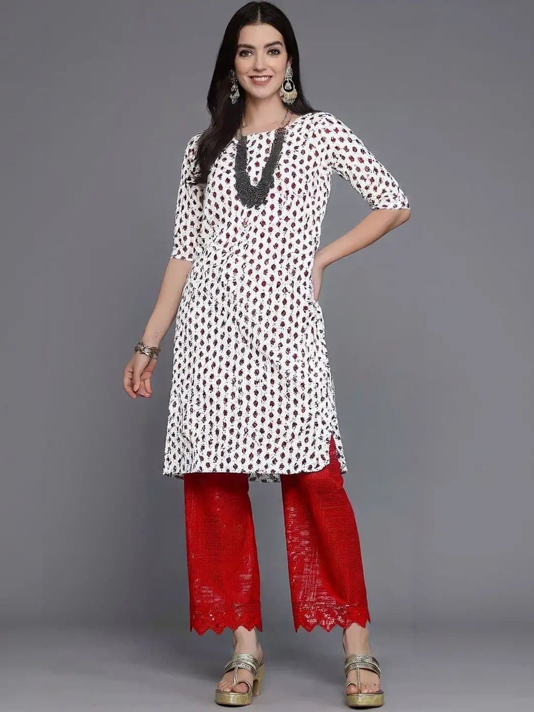 popmantra Women Ethnic Motifs Printed Crepe Kurta - view 1