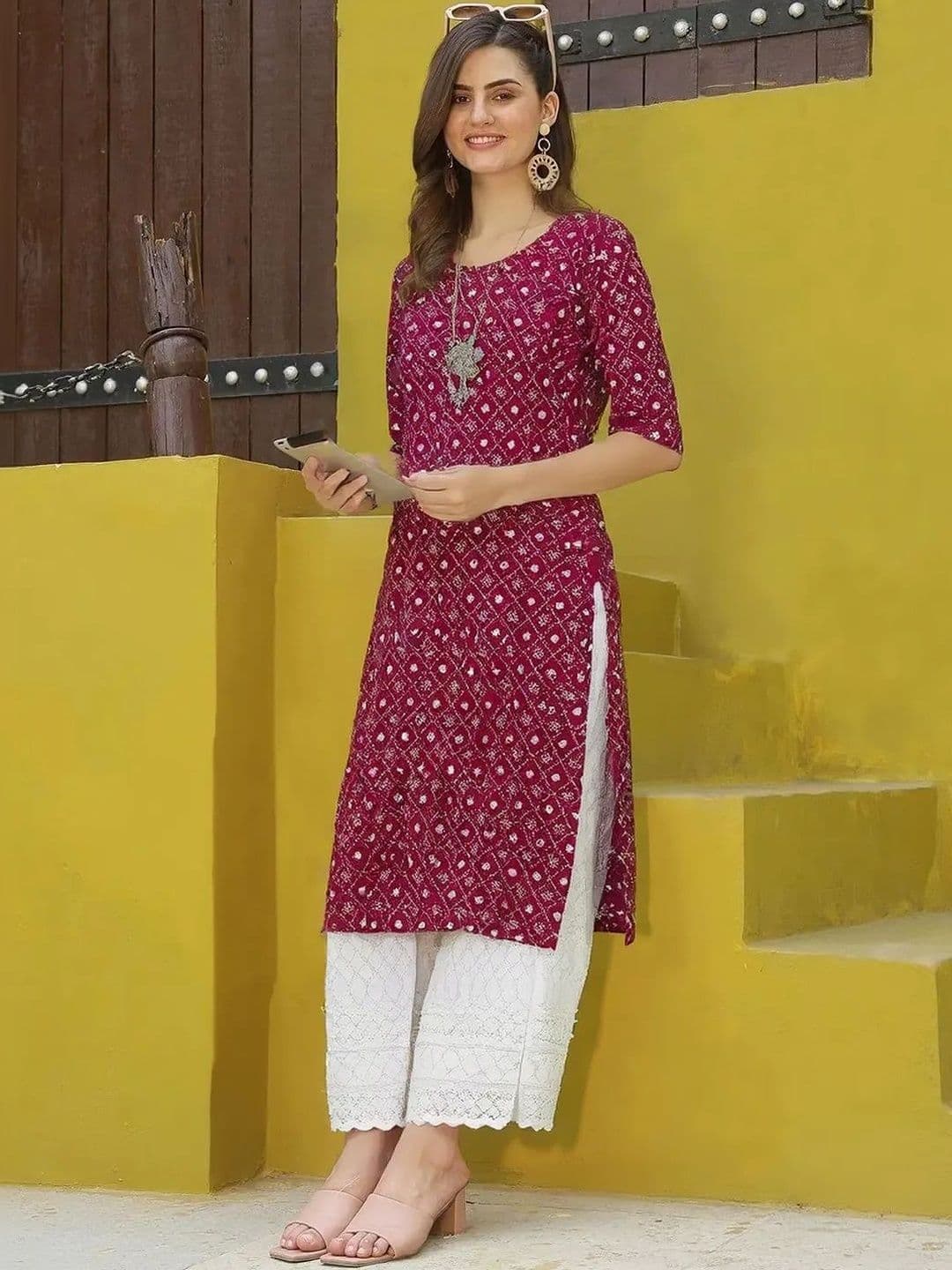 popmantra Women Ethnic Motifs Printed Crepe Kurta - view 1