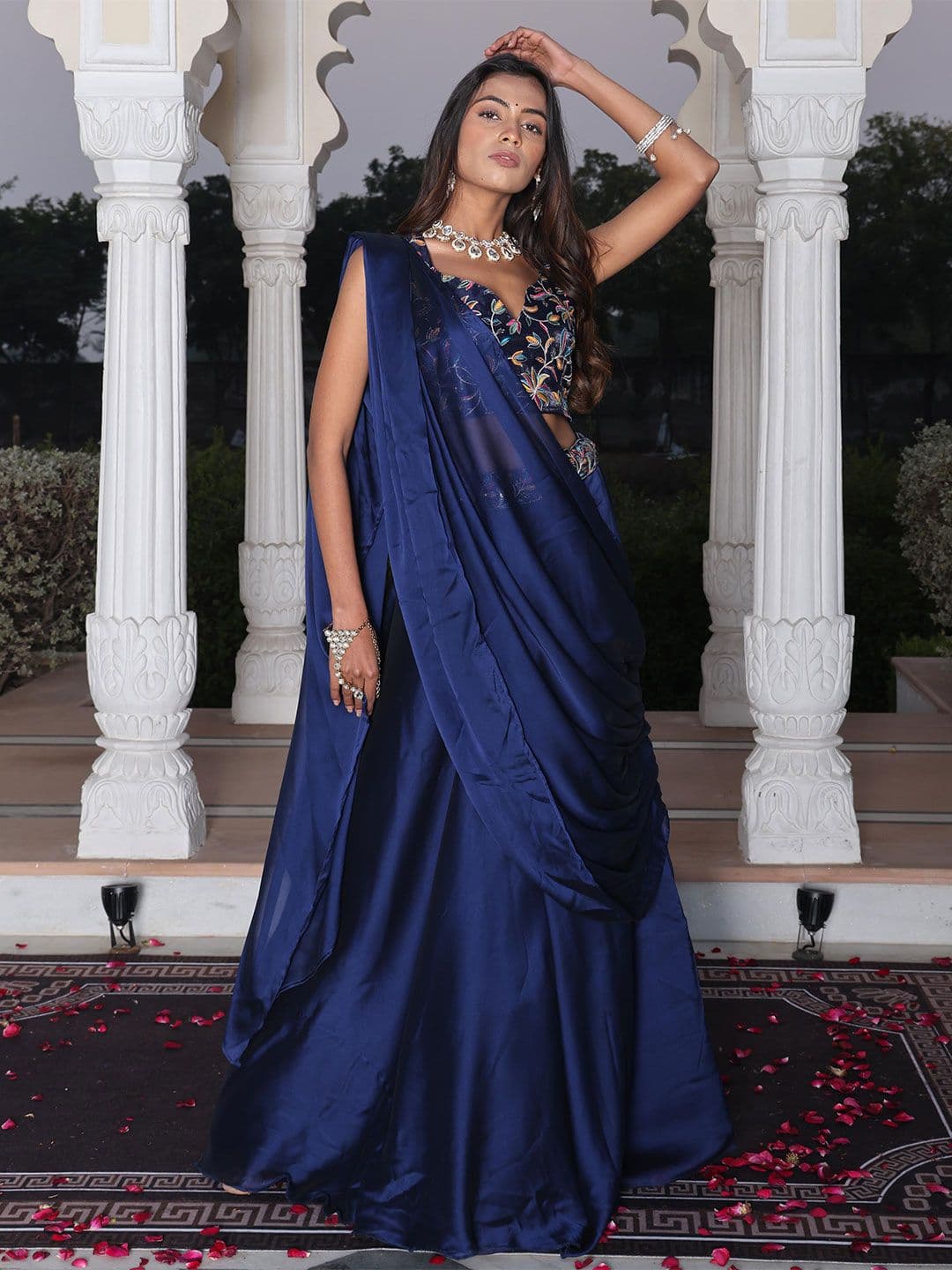 KALINI Embroidered Thread Work Ready to Wear Lehenga & Blouse With Dupatta - view 1