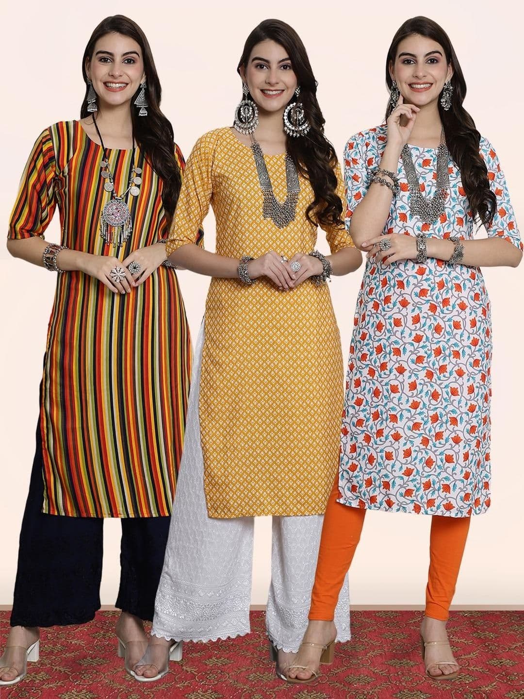 popmantra Women Ethnic Motifs Printed Crepe Kurta - view 1