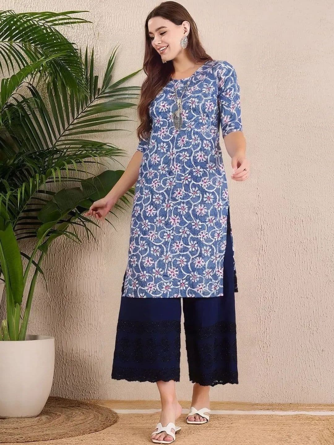 popmantra Women Ethnic Motifs Printed Crepe Kurta - view 1