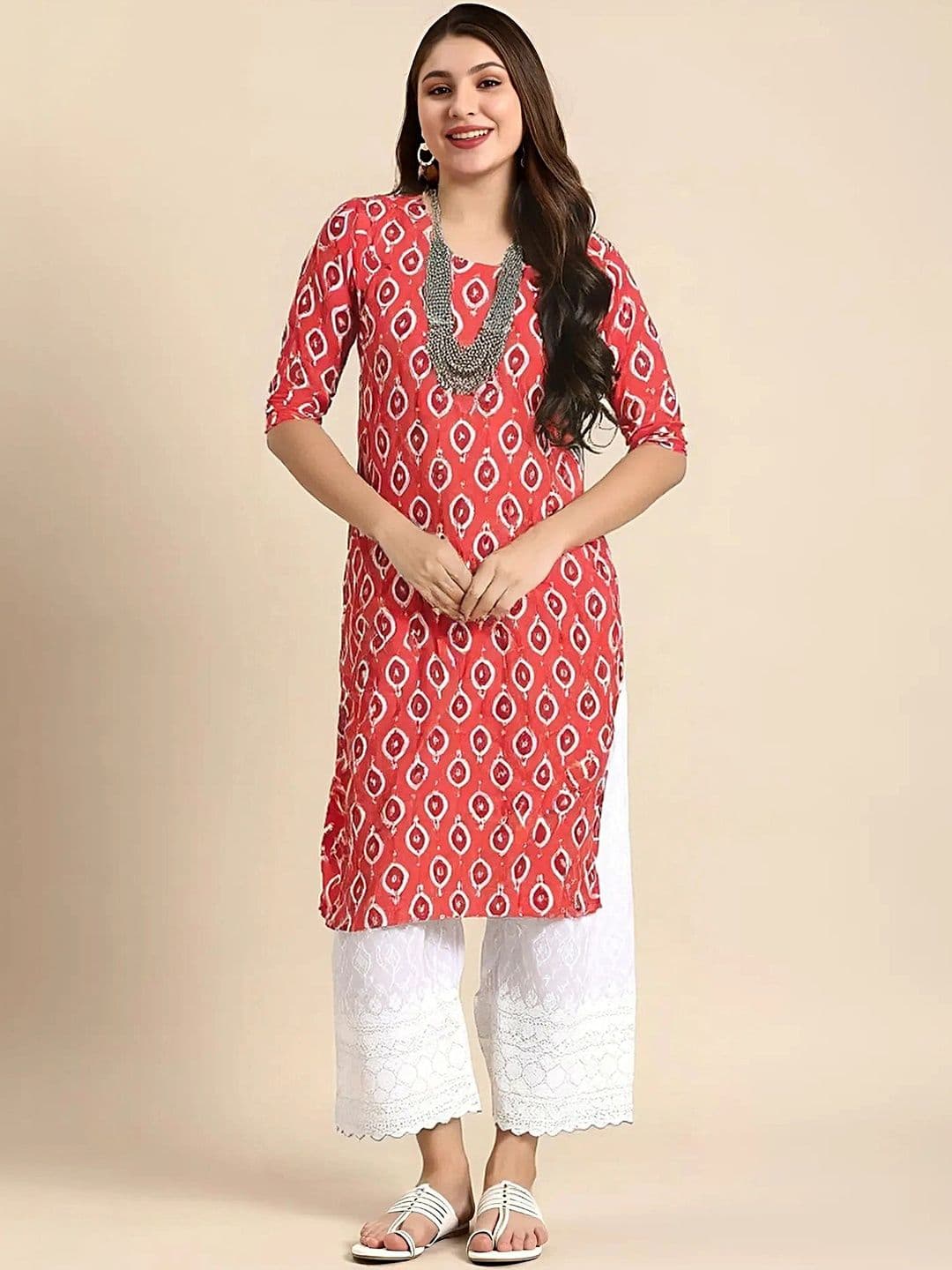 popmantra Women Ethnic Motifs Printed Crepe Kurta - view 1