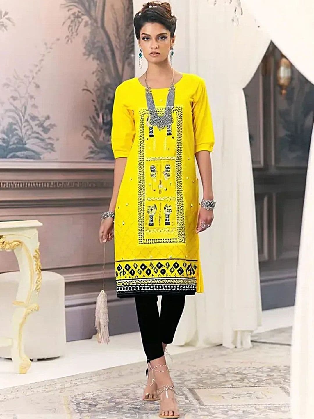 popmantra Women Ethnic Motifs Printed Crepe Kurta - view 1