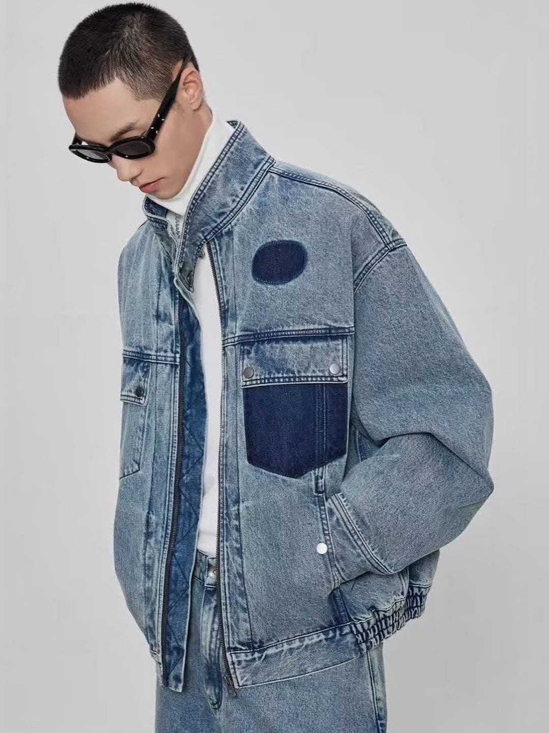HERE&NOW Men Colourblocked Denim Jacket with Patchwork - view 1