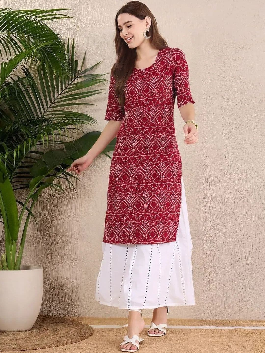 popmantra Women Ethnic Motifs Printed Crepe Kurta - view 1