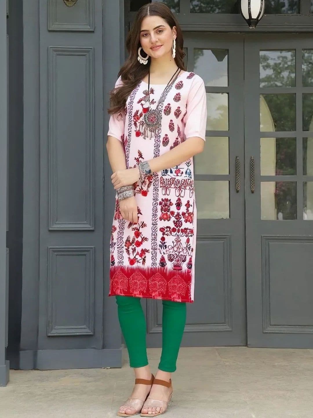popmantra Women Ethnic Motifs Printed Crepe Kurta - view 1