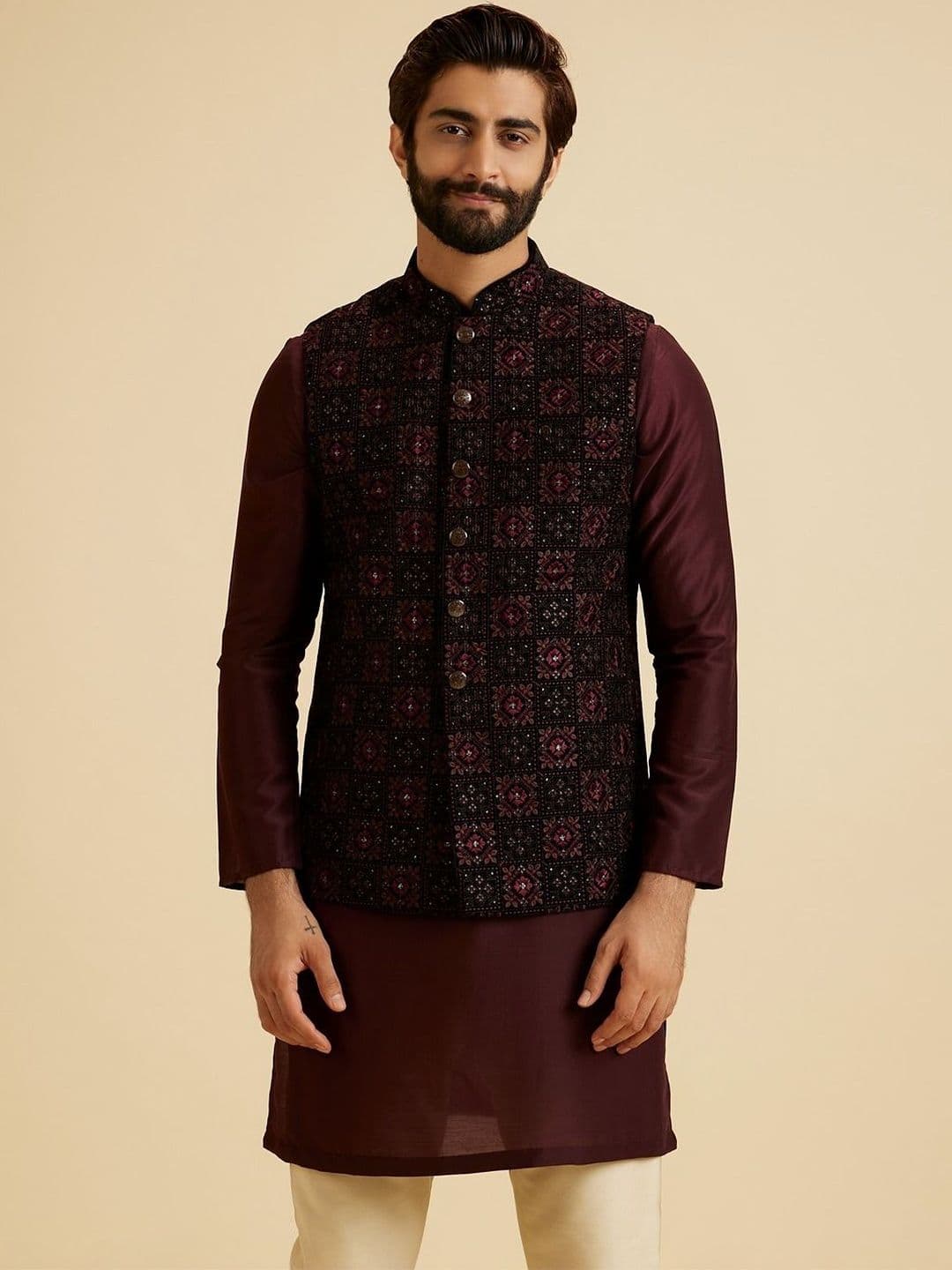 Manyavar Embroidered Nehru Jackets - view 1