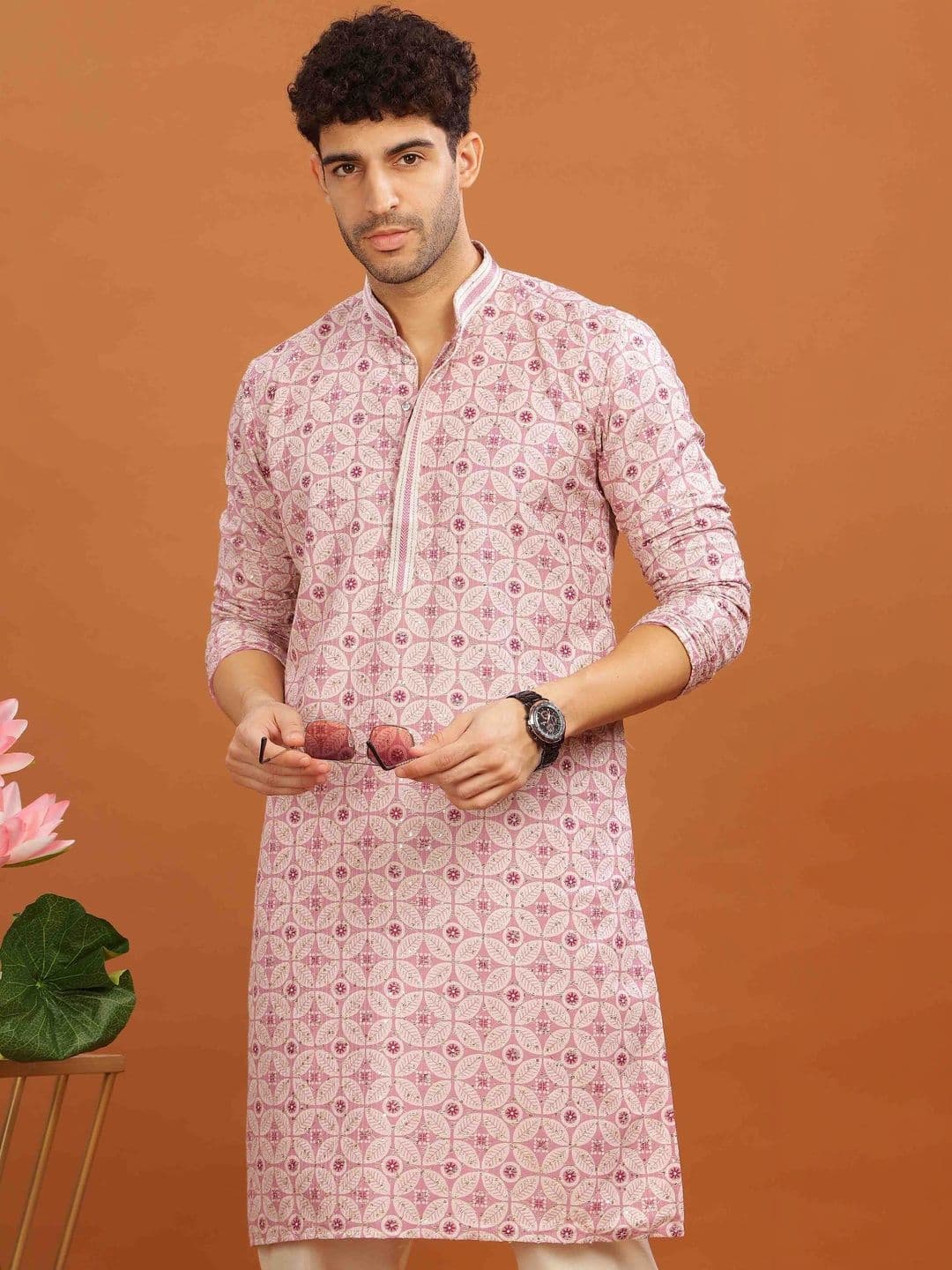Anouk Men Floral Embroidered Thread Work Floral Kurta - view 1