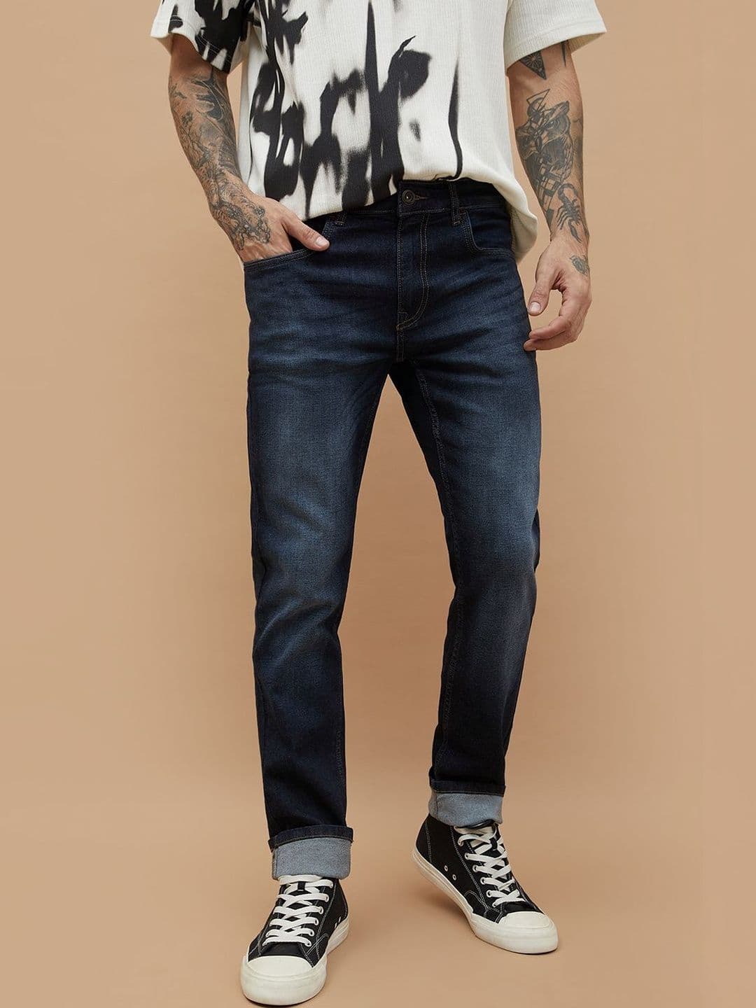 Forca by Lifestyle Men Tapered Fit Mid-Rise Light Fade Jeans - view 1