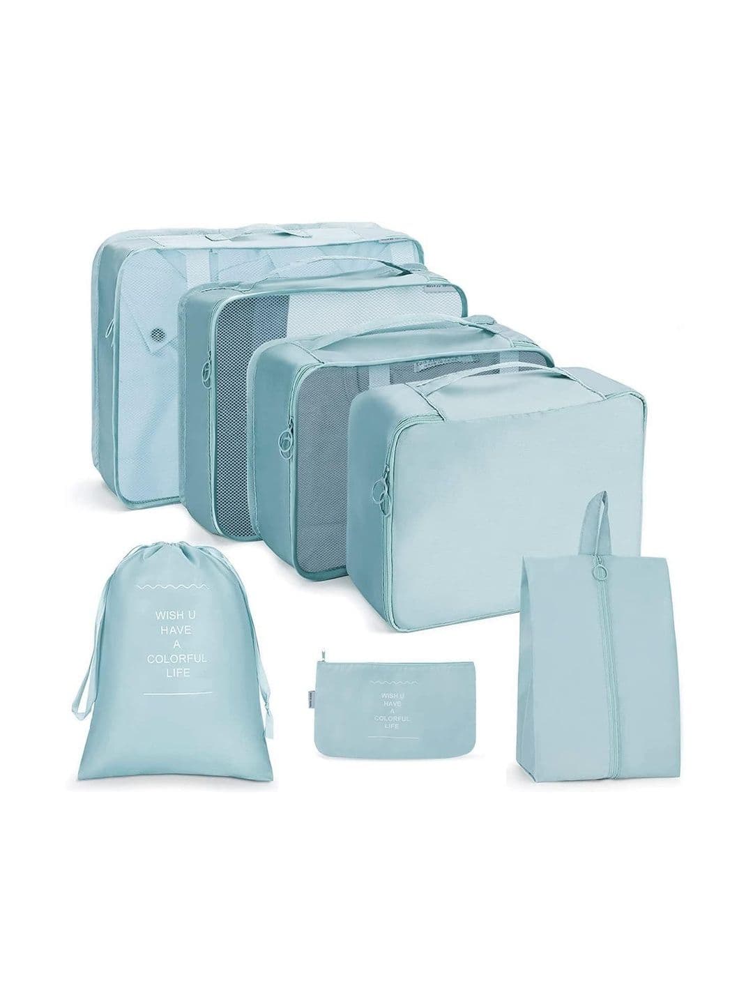 Firstseen Blue 7 Pieces Reusable Multi-Utility Travel Luggage Organisers Packing Bags - view 1