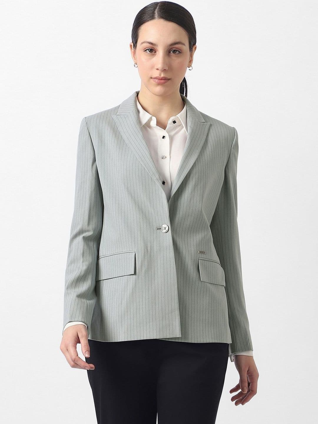 Van Heusen Woman Striped Notched Lapel Single-Breasted Formal Blazers - view 1
