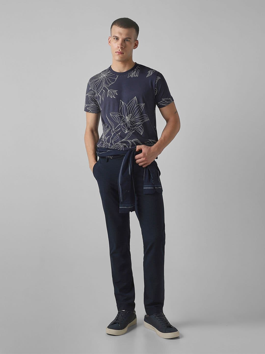 Mufti Men Printed Raw Edge Slim Fit T-shirt - view 1