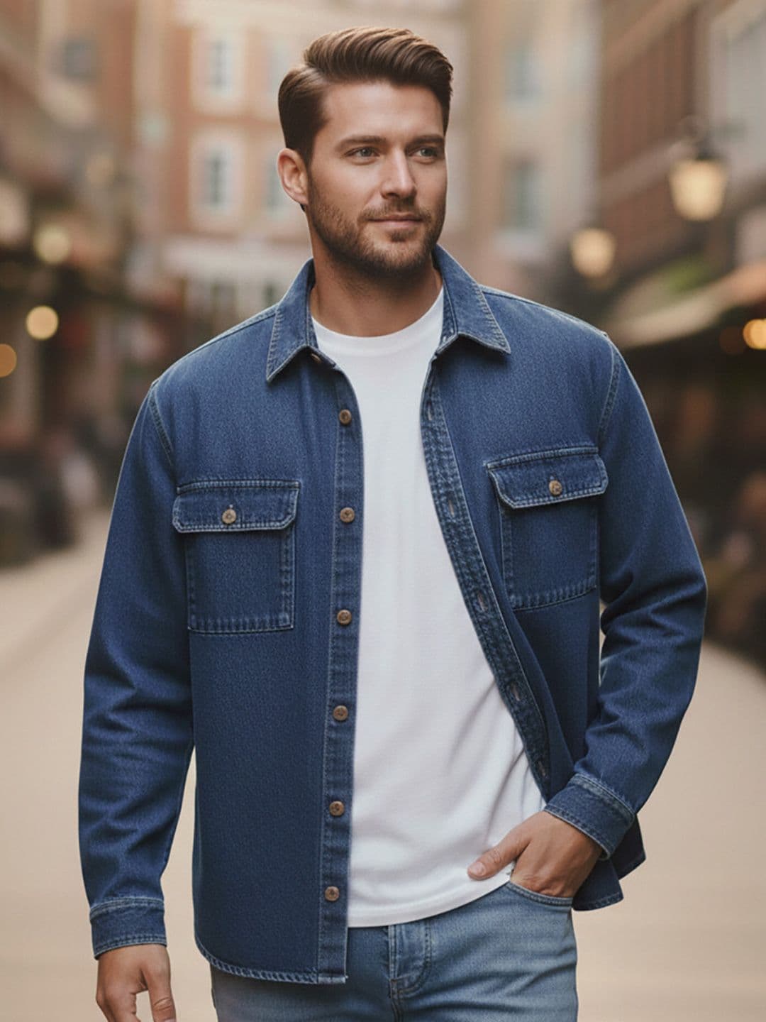 GENZILOOKS Men Woollen Denim Jacket - view 1