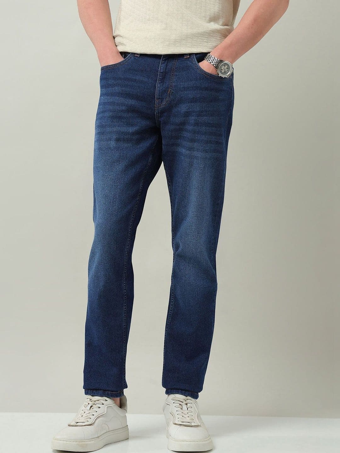 AD By Arvind Men Slim Fit Mid-Rise Light Fade Jeans - view 1