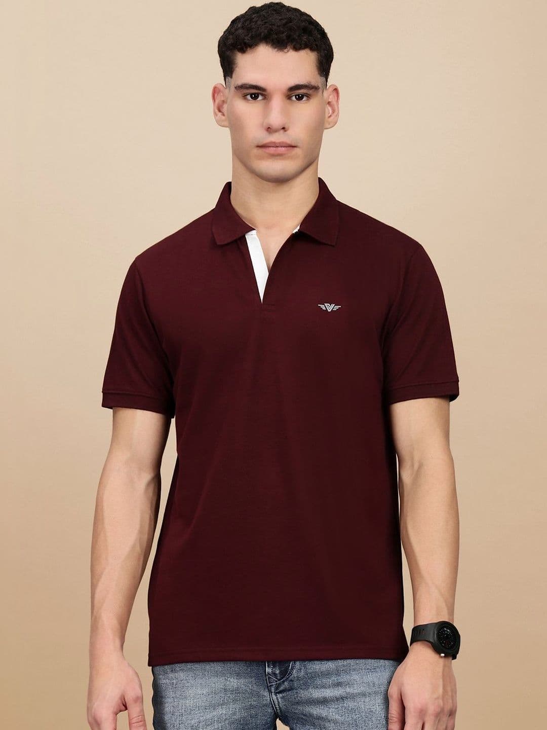 LUX VENUS Men Brand Logo Polo Collar T-shirt - view 1