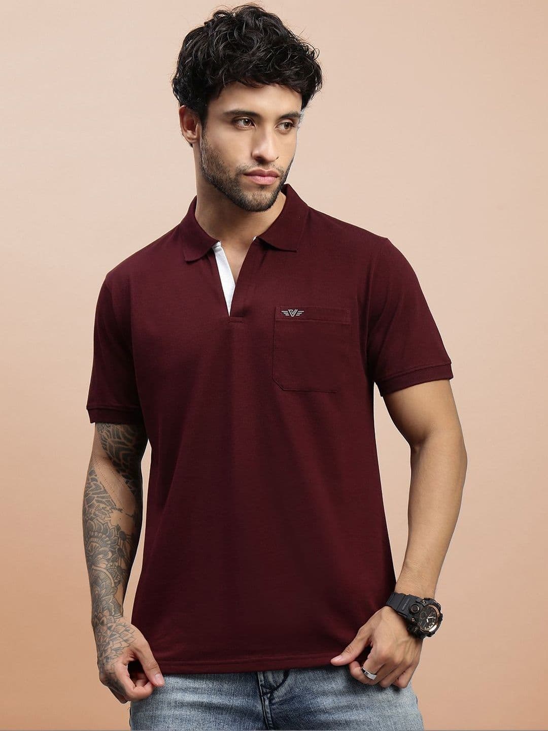LUX VENUS Men Polo Collar Pockets T-shirt - view 1