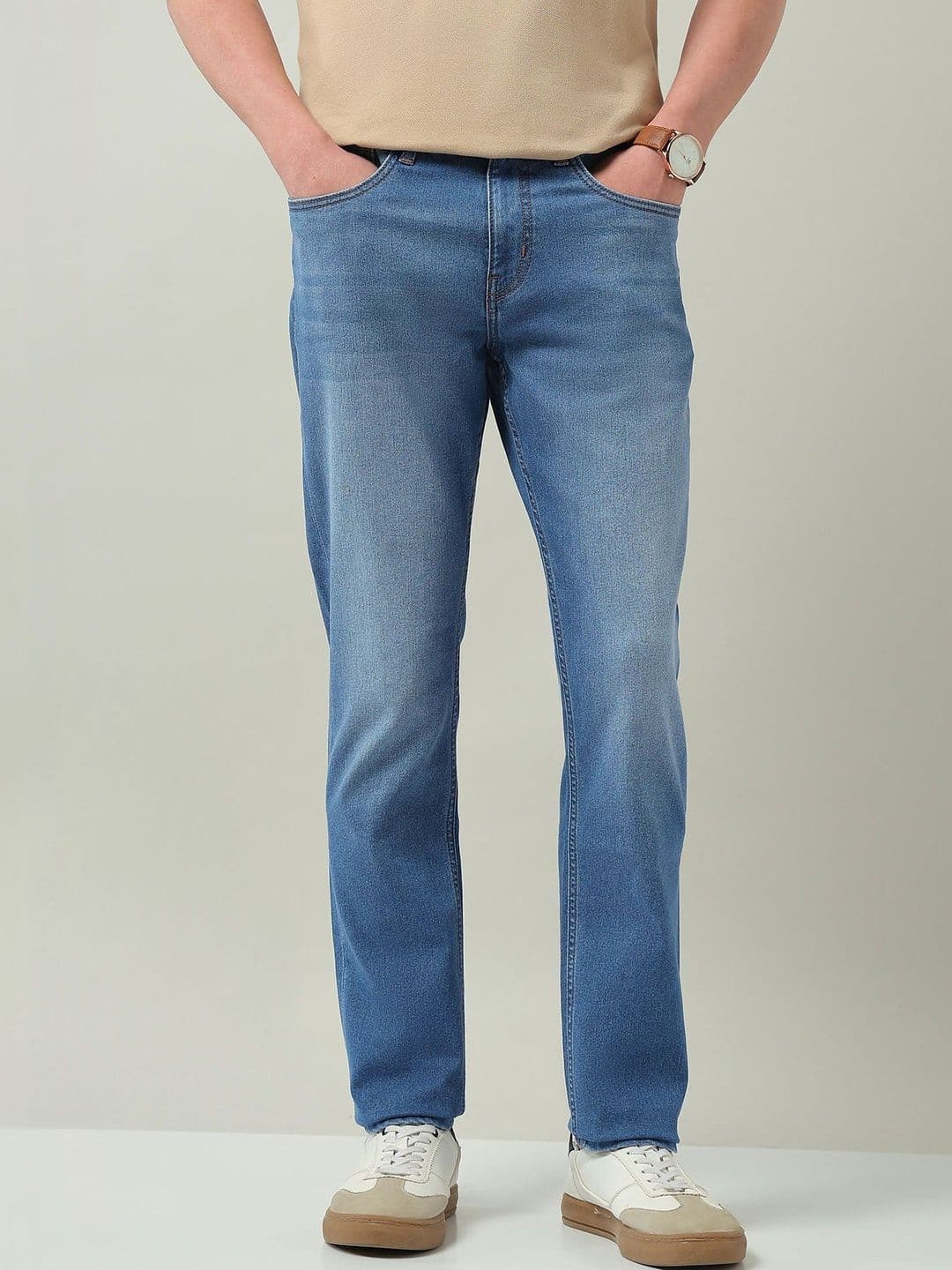 AD By Arvind Men Slim Fit Mid-Rise Light Fade Jeans - view 1