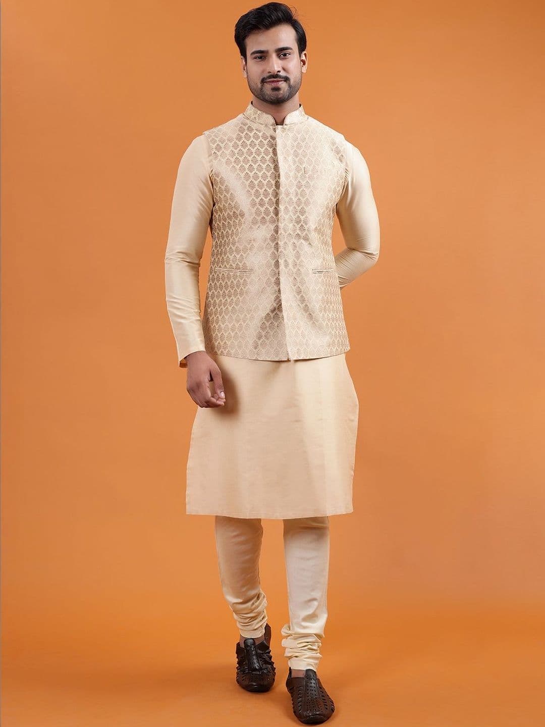 ZOIS Woven Design Sleeveless Nehru Jacket - view 1