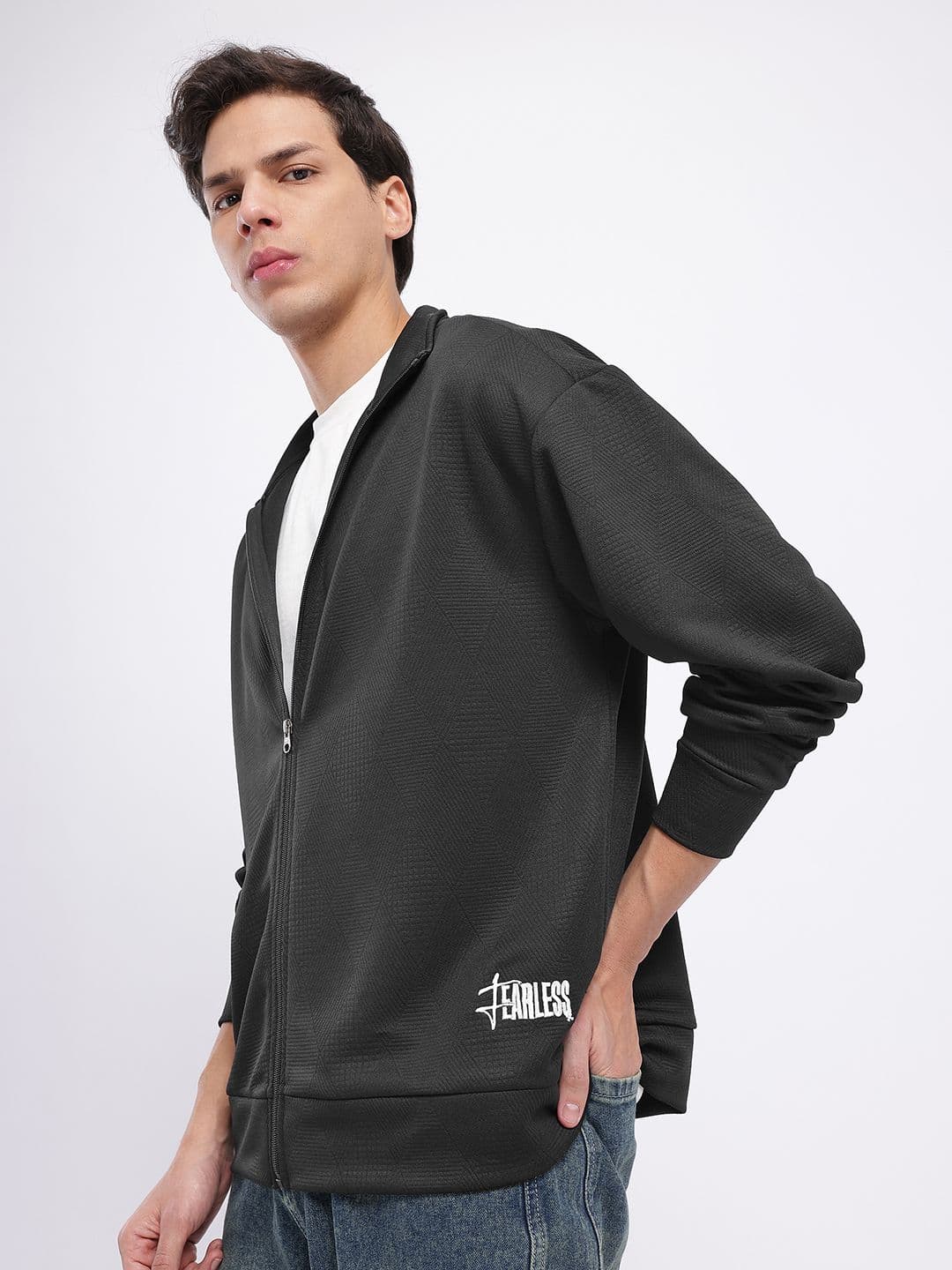 glitchez Mock Collar Typography Detail Sweatshirt - view 1