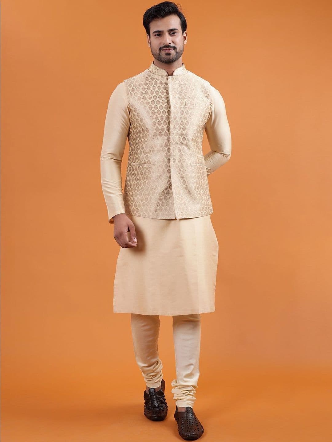 ZOIS Woven Design Sleeveless Nehru Jacket - view 1