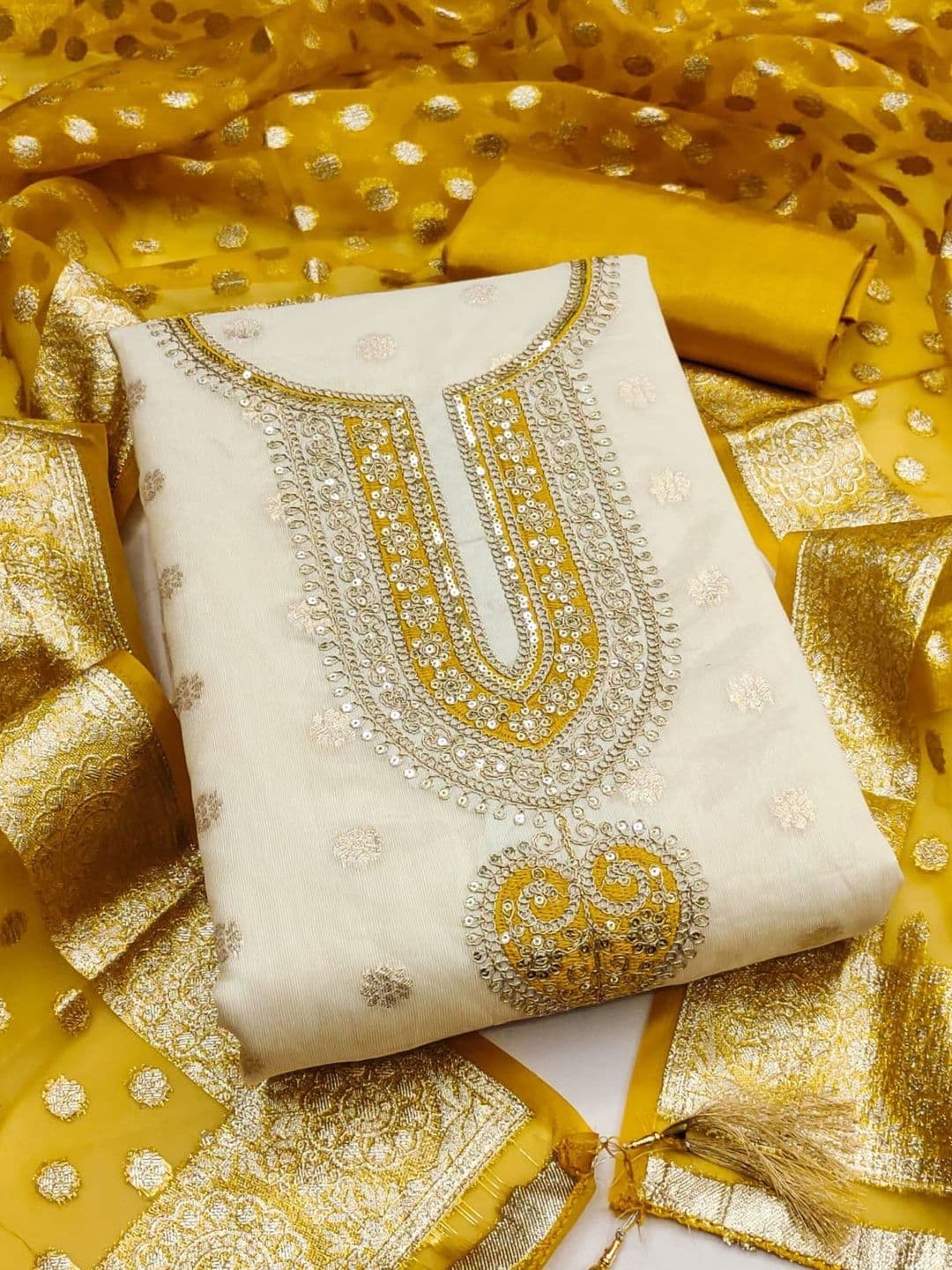 KALINI Embroidered Unstitched Dress Material - view 1