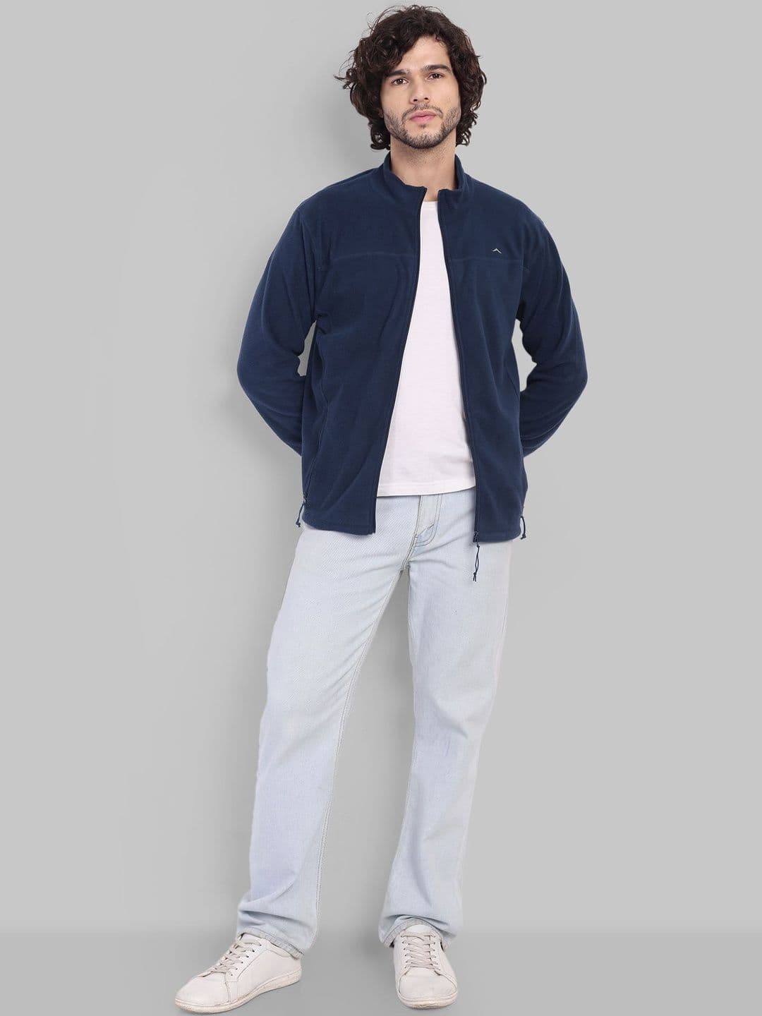 Adventra Sports Men French Navy Lightweight Woven Fleece Full Zip Jacket - view 1