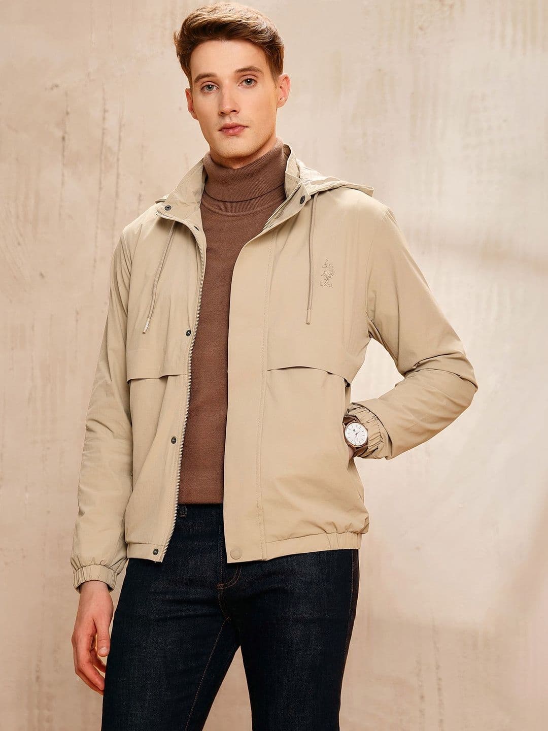 U.S. Polo Assn. Denim Co. Men Brand Logo Lightweight Sporty Jacket - view 1